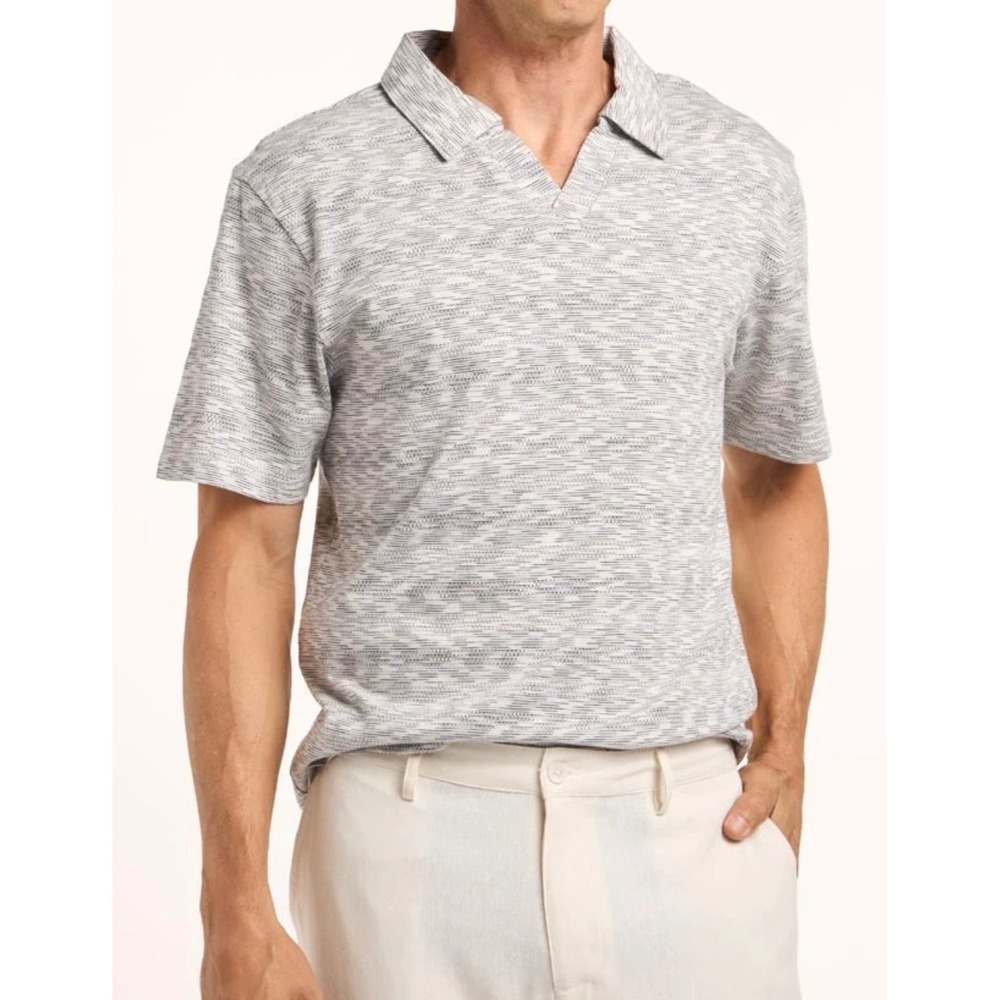 Reveur Homme Knit Polo Shirt Short Sleeve V-Neck Cream & Black Men's 3XL NWT